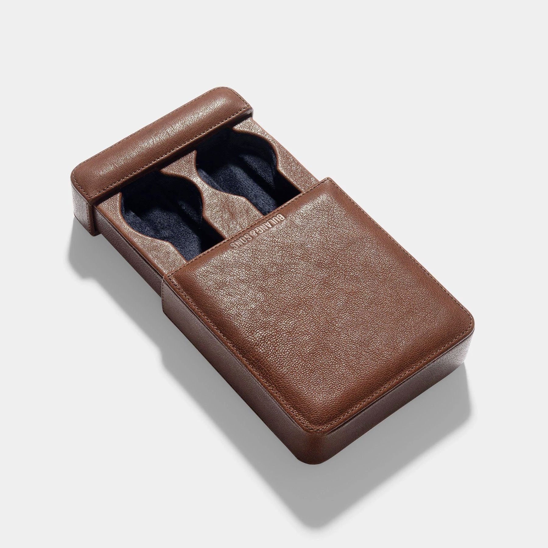 Washed Brown Leather 2 Watch Slider Box