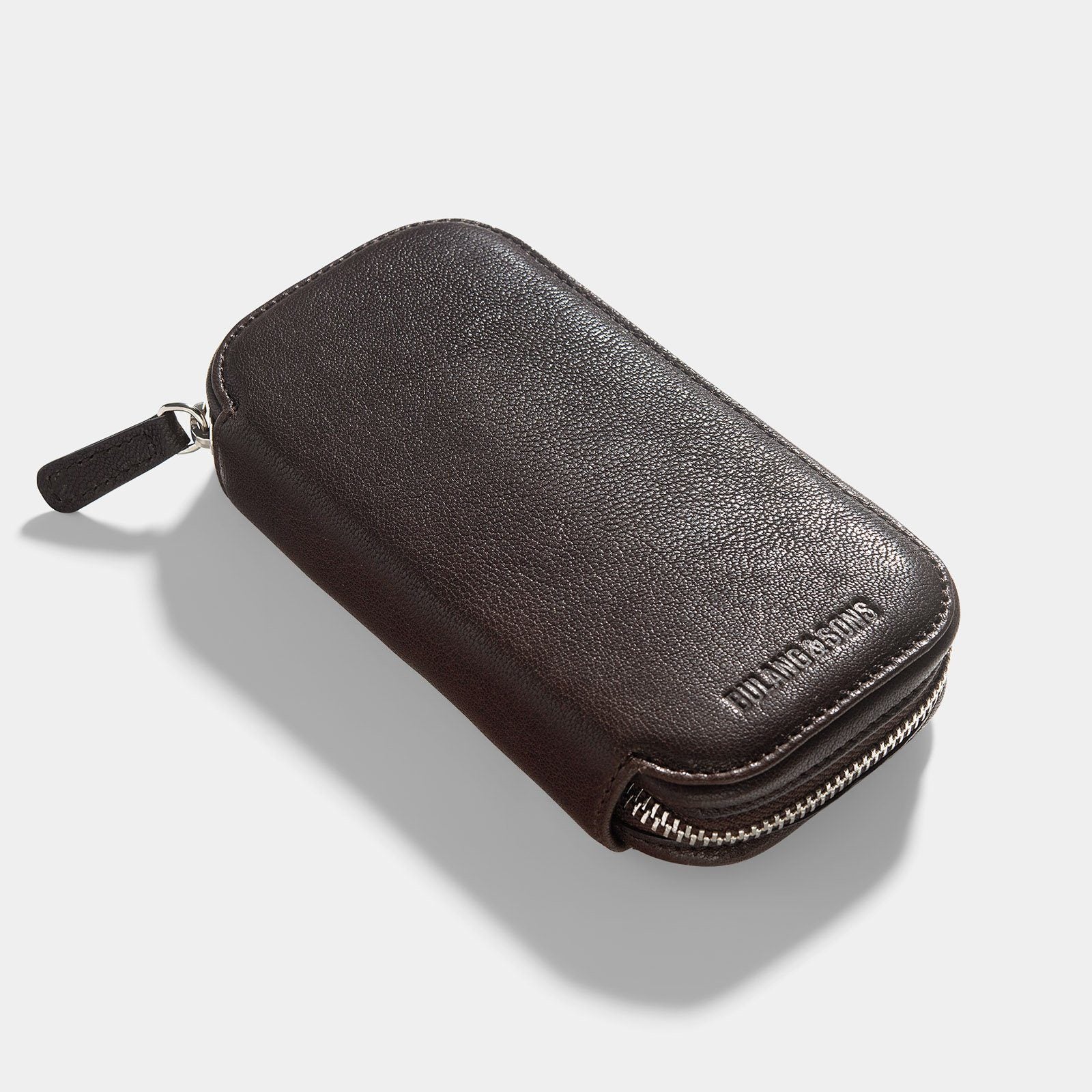 Dark Brown 2 Watch Leather Zip Pouch