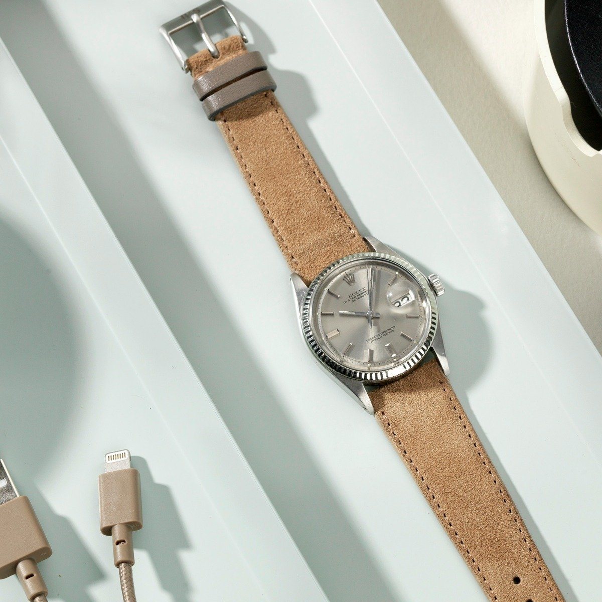 Rolex Refined Light Brown Suede Watch Strap